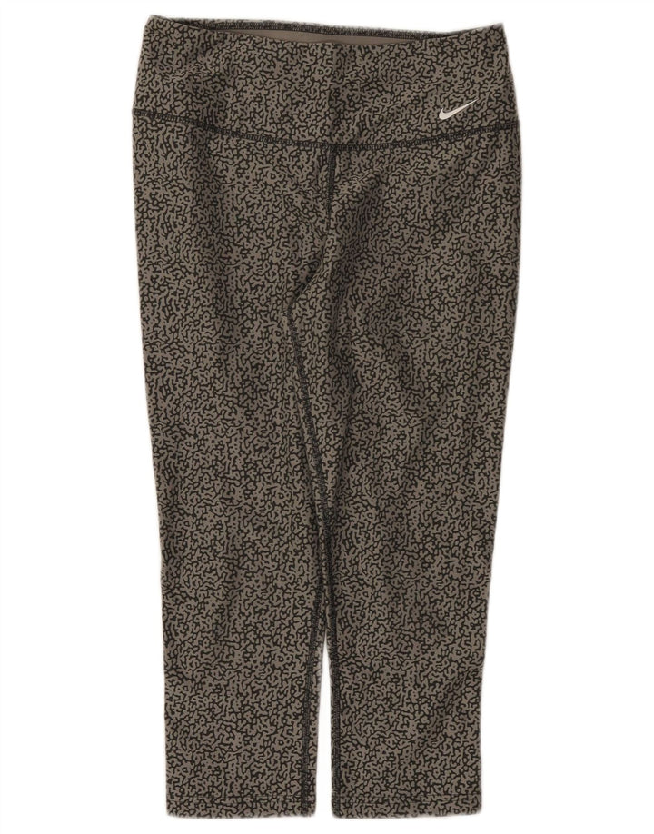 Damskie legginsy Nike Dri Fit Abstrakcyjny wzór Capri UK 10 Małe szare