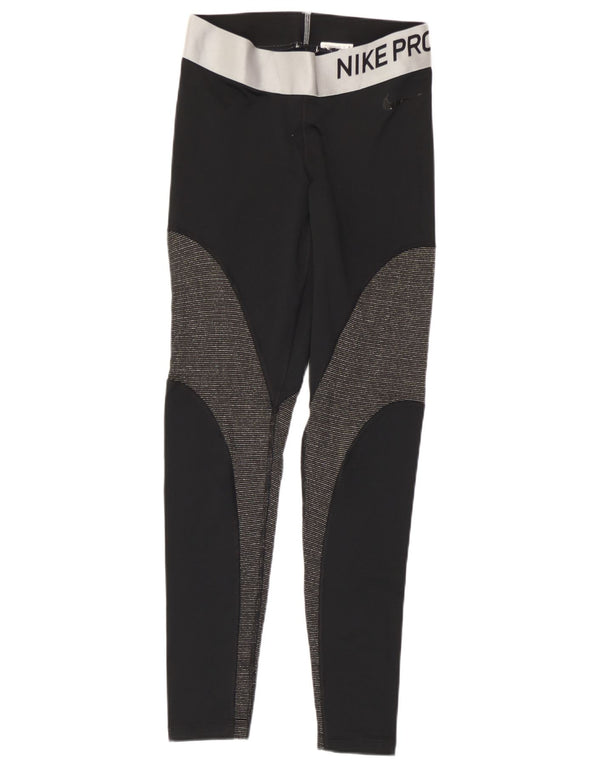 Damskie legginsy Nike Dri Fit Graphic UK 12 w kolorze średniej czerni