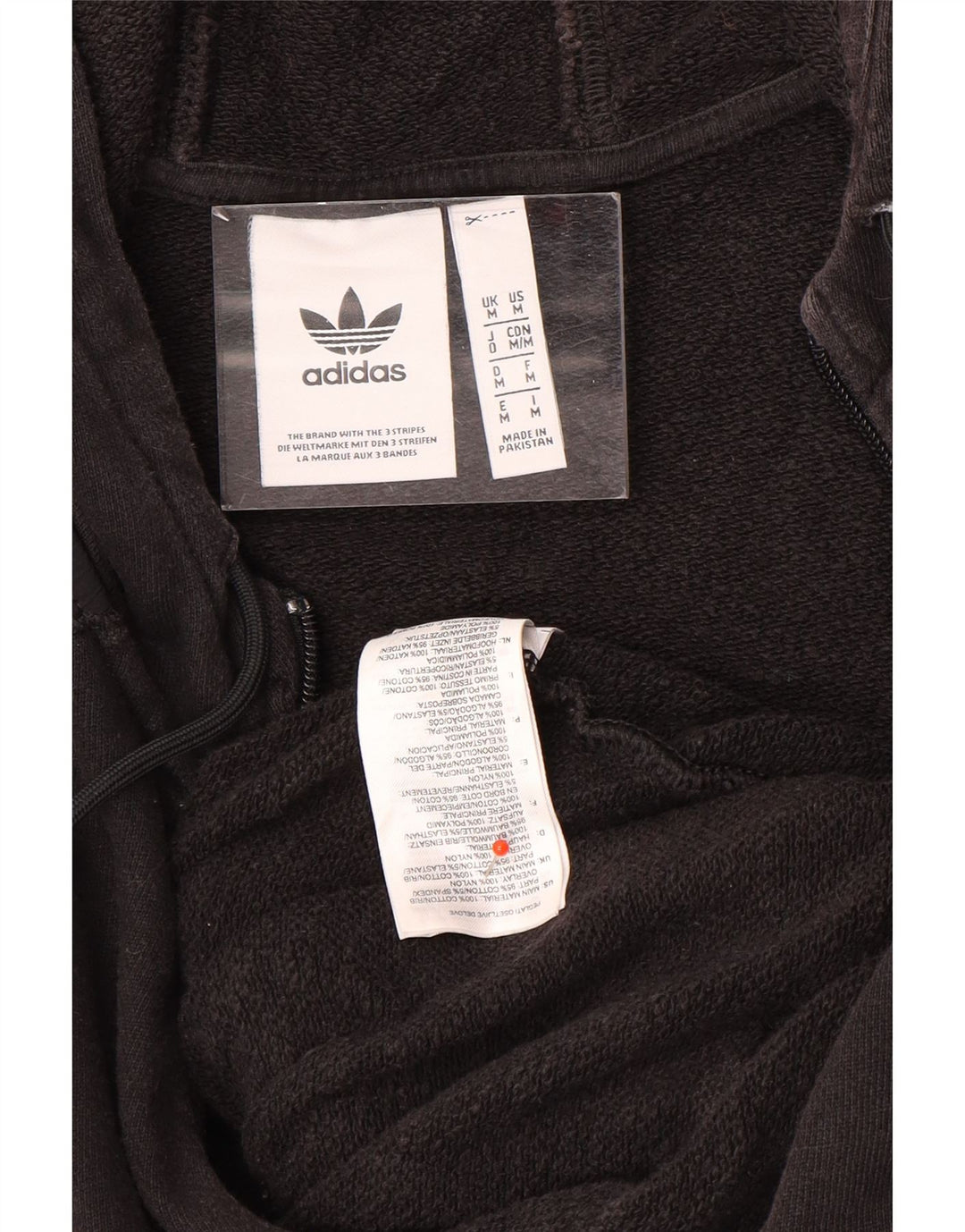 Adidas Męski sweter z kapturem i zamkiem błyskawicznym, średni czarny, bawełniany