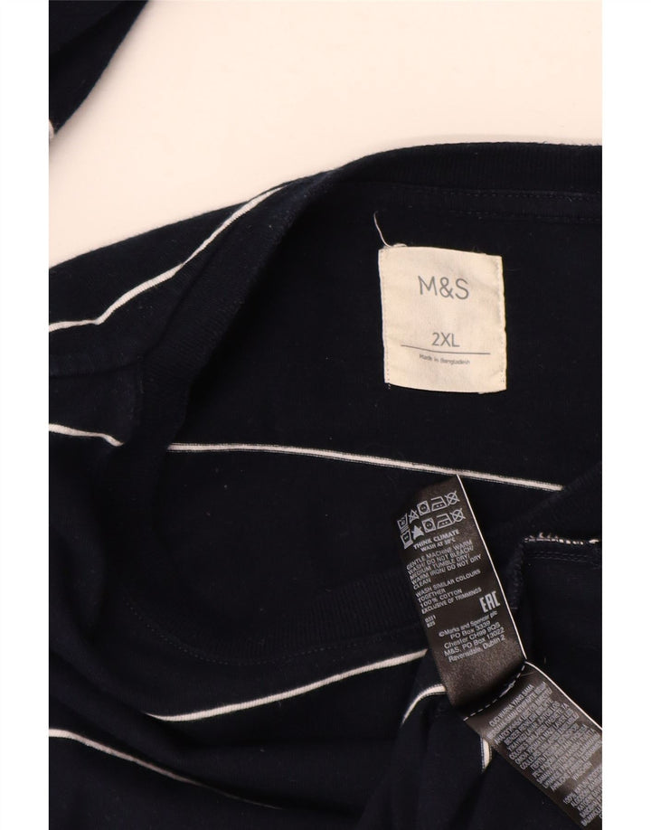 MARKS & SPENCER Męski top z długim rękawem 2XL, bawełniany w granatowe paski