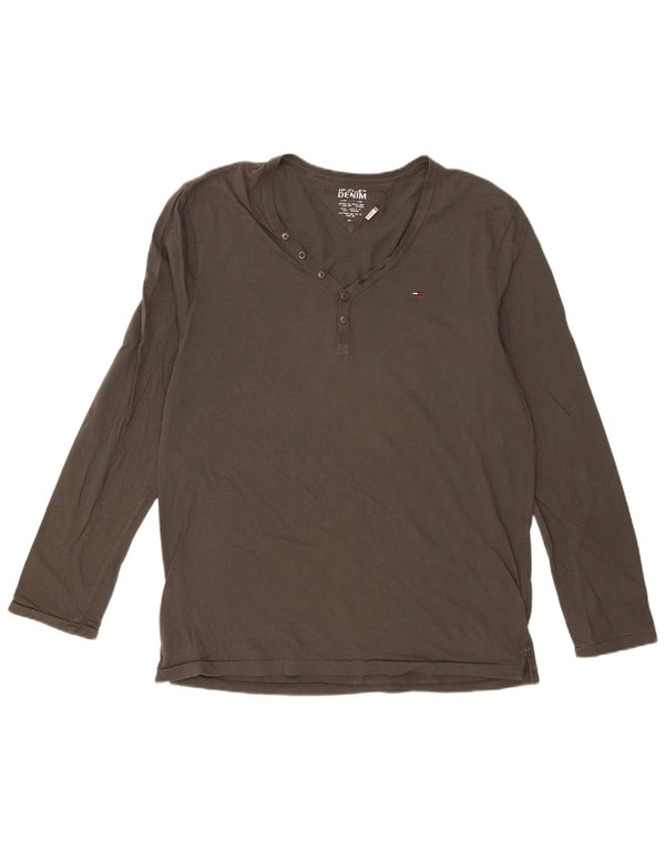 Tommy Hilfiger Męski top z długim rękawem XL, bawełniany khaki