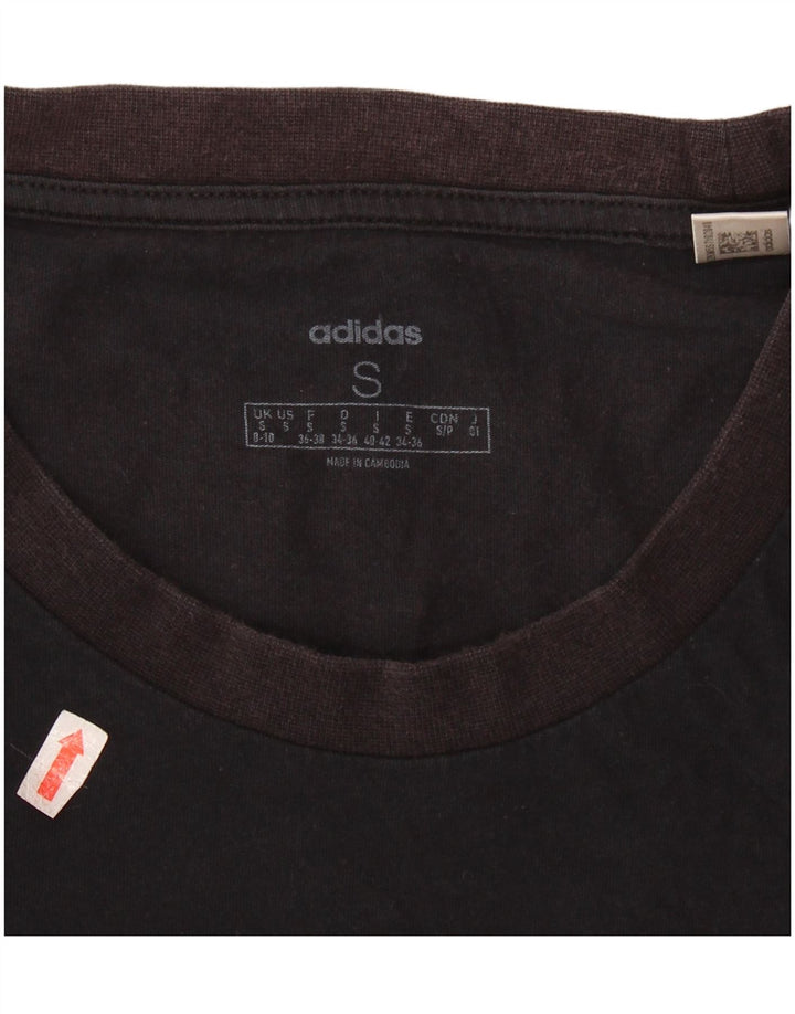 Damska koszulka z grafiką ADIDAS Top UK 8/10 Mała czarna bawełna
