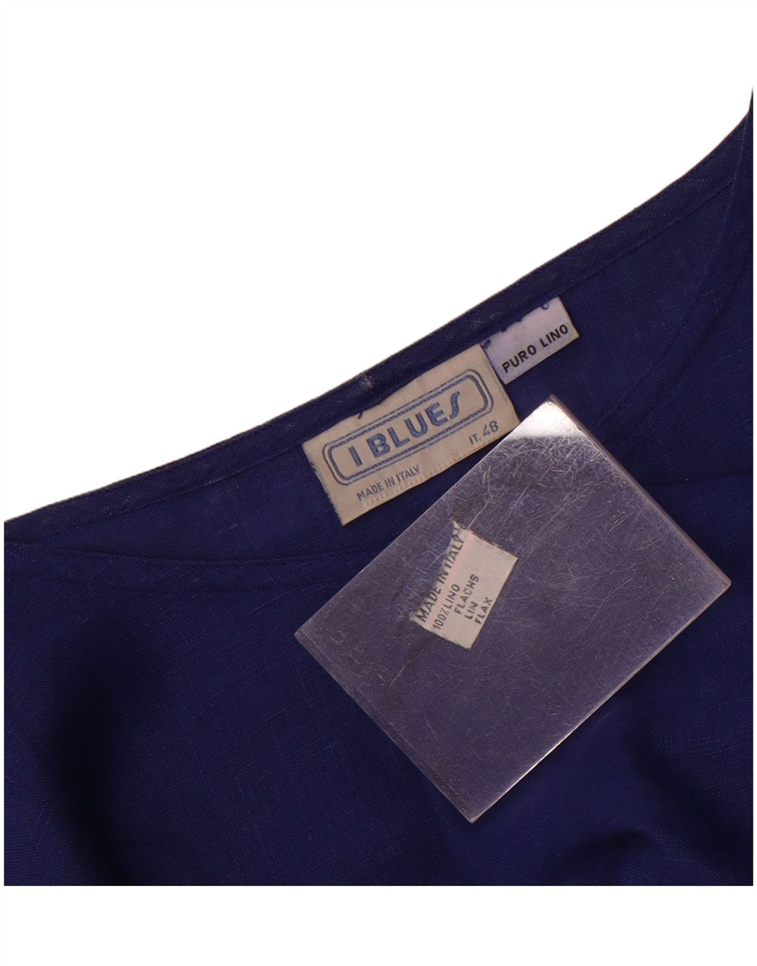 Bluzka damska i Blues IT 48 XL Niebieska lniana