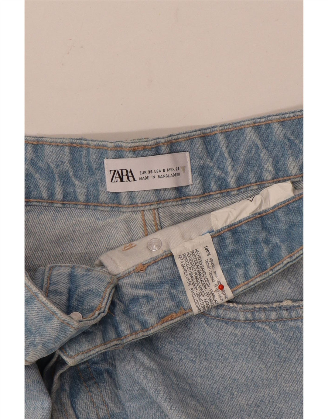 Damskie spodenki jeansowe Zara w trudnej sytuacji EU 38 Small W28, niebieska bawełna