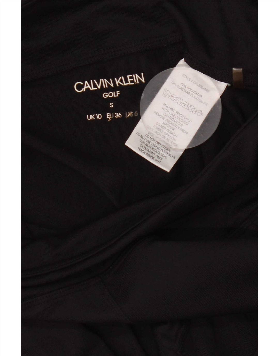 Damskie legginsy golfowe Calvin Klein z grafiką UK 10, małe, czarne, poliestrowe