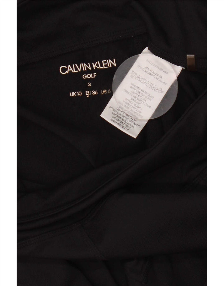 Damskie legginsy golfowe Calvin Klein z grafiką UK 10, małe, czarne, poliestrowe