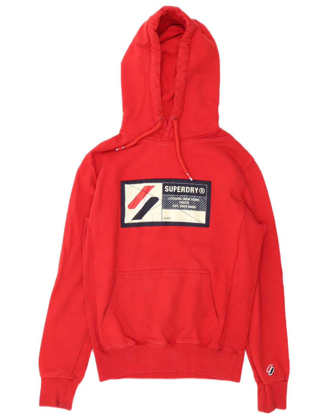 Męski sweter z kapturem Superdry z grafiką, duży, czerwony, bawełniany