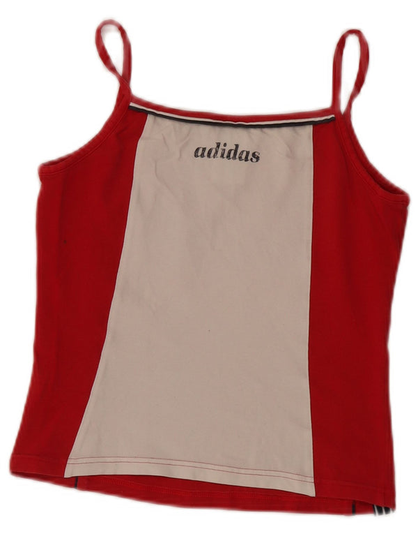 Damska koszulka Adidas Crop Graphic Cami Top UK 14 Średnia czerwona bawełna z blokami kolorów