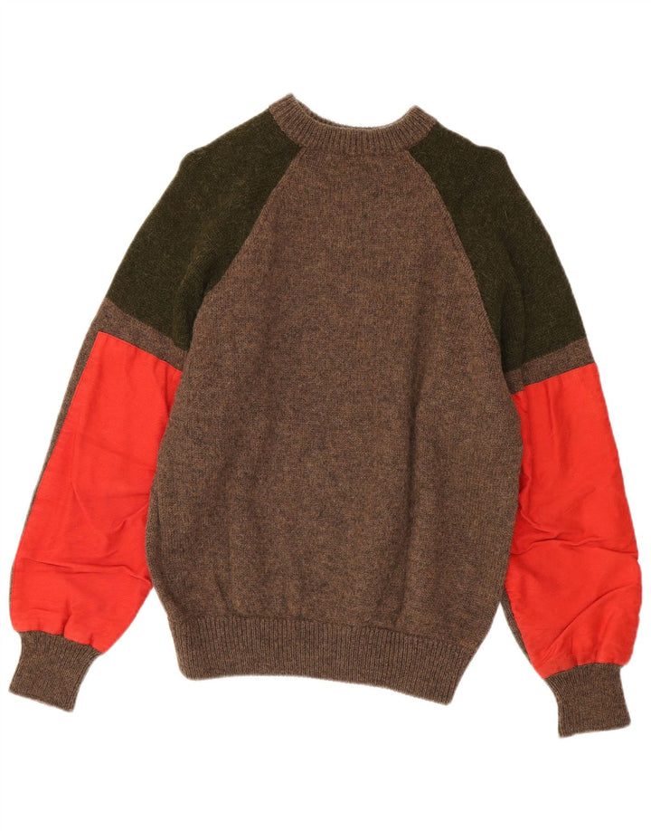 Męski sweter z okrągłym dekoltem w stylu vintage, kolor średniobrązowy