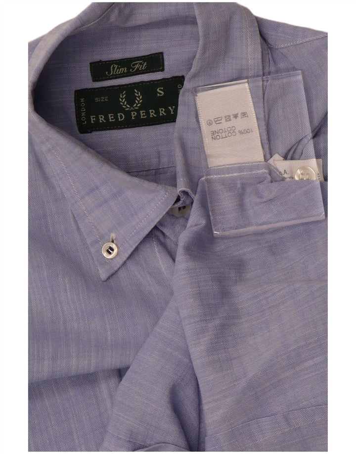 Koszula męska FRED PERRY Slim Fit, mała, niebieska, bawełniana