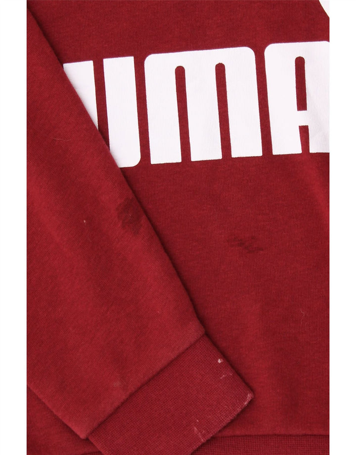 PUMA Womens Oversized Graphic Sweatshirt Jumper UK 10 Small Burgundy