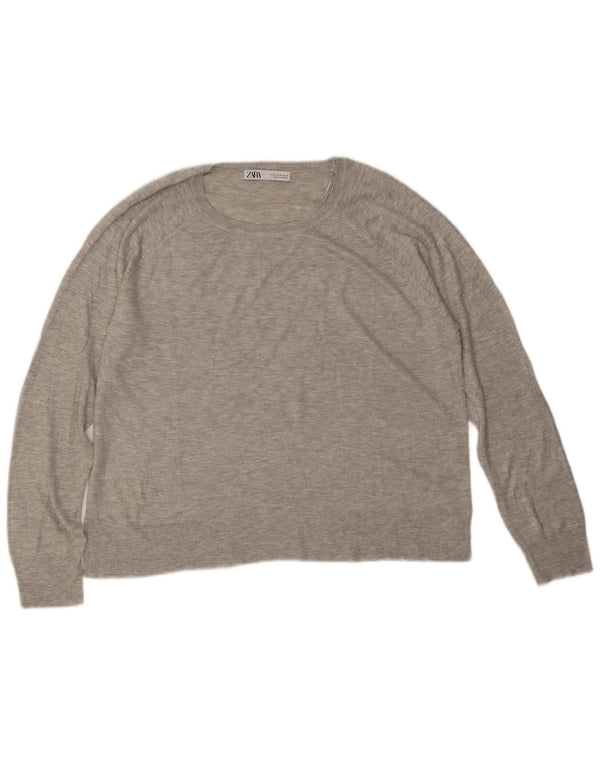 Damski sweter Zara z dekoltem w łódkę UK 18 XL Szara wiskoza