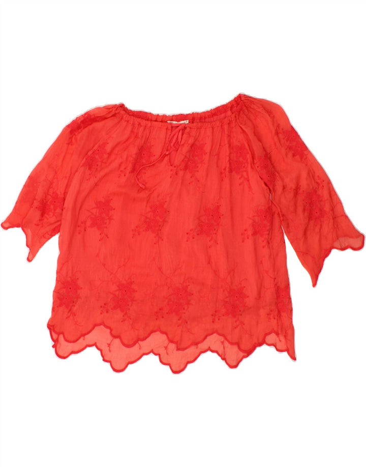 GAUDI Womens Crop Blouse Top UK 14 Medium Red Floral Vintage Gaudi and Second-Hand Gaudi from Messina Hembry 