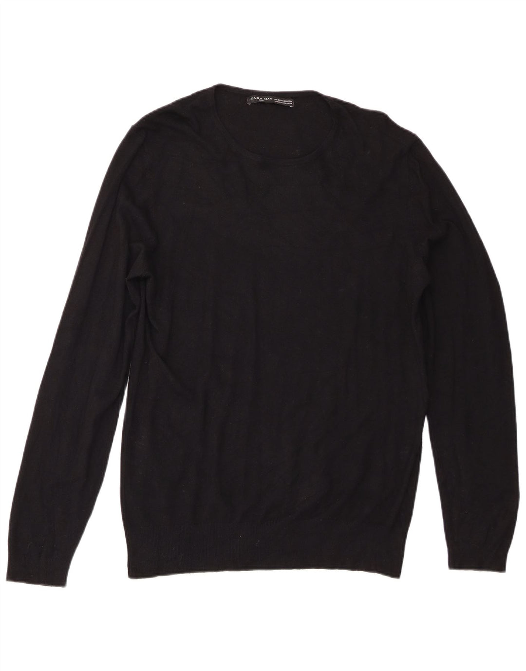 Męski sweter z okrągłym dekoltem Zara XL, czarny