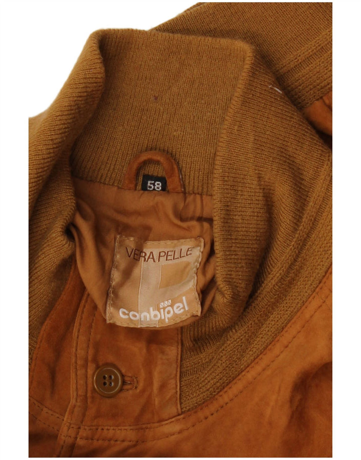 CONBIPEL Męska zamszowa kurtka bomber IT 58 2XL brązowa skóra