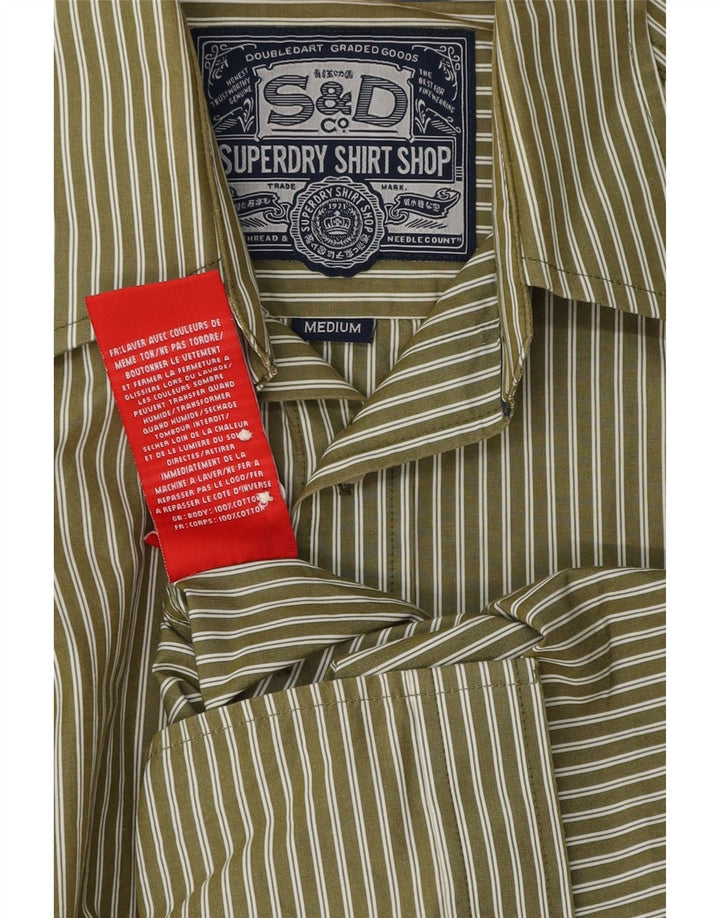 SUPERDRY Koszula męska, bawełniana w paski w kolorze khaki