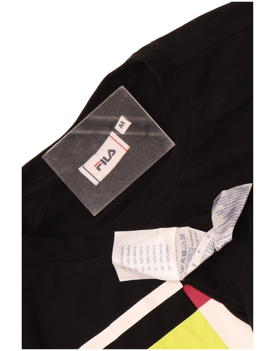 Męska koszulka z grafiką Fila, średnia czarna bawełna