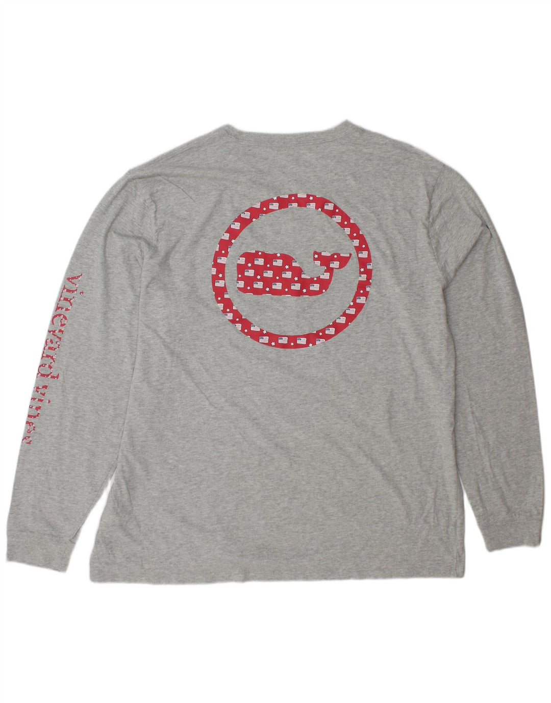Męski top graficzny VINEYARD VINES z długim rękawem, XL, szary, bawełniany