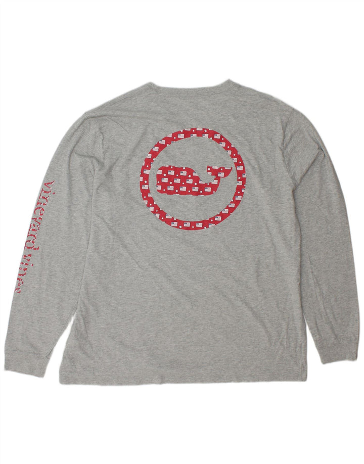 Męski top graficzny VINEYARD VINES z długim rękawem, XL, szary, bawełniany
