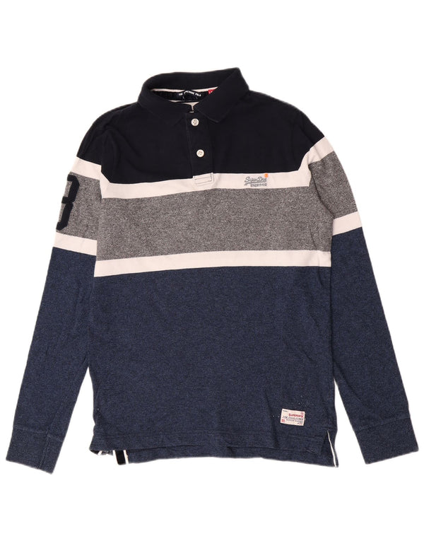 Chłopięca koszulka polo do rugby Superdry z długim rękawem, 15-16 lat, XL, niebieska, z blokami kolorów