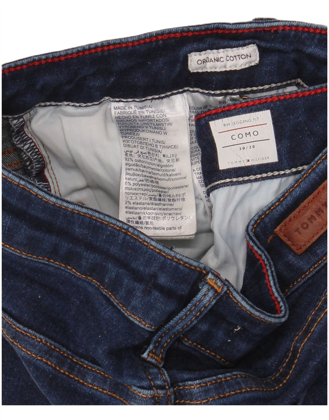 Damskie jeansy Jeggings TOMMY HILFIGER Como W30 L30 Granatowa bawełna