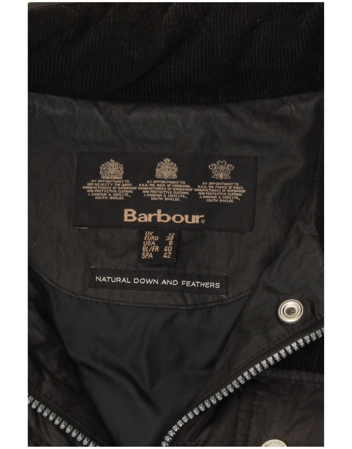 Damski płaszcz ocieplany Barbour UK 12, średni czarny, bawełniany