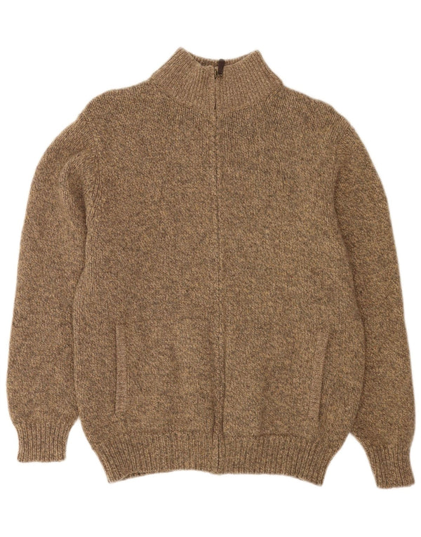 Męski sweter rozpinany L.L.Bean z zamkiem błyskawicznym, średni beż, nakrapiana wełna jagnięca