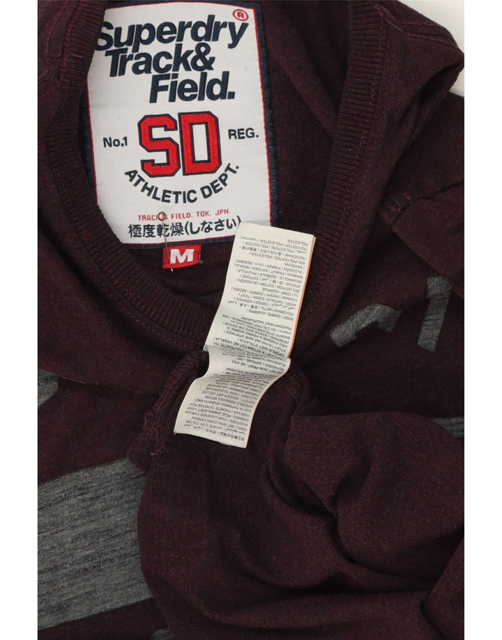 Męski T-shirt z grafiką Superdry, średni, bordowy bawełniany