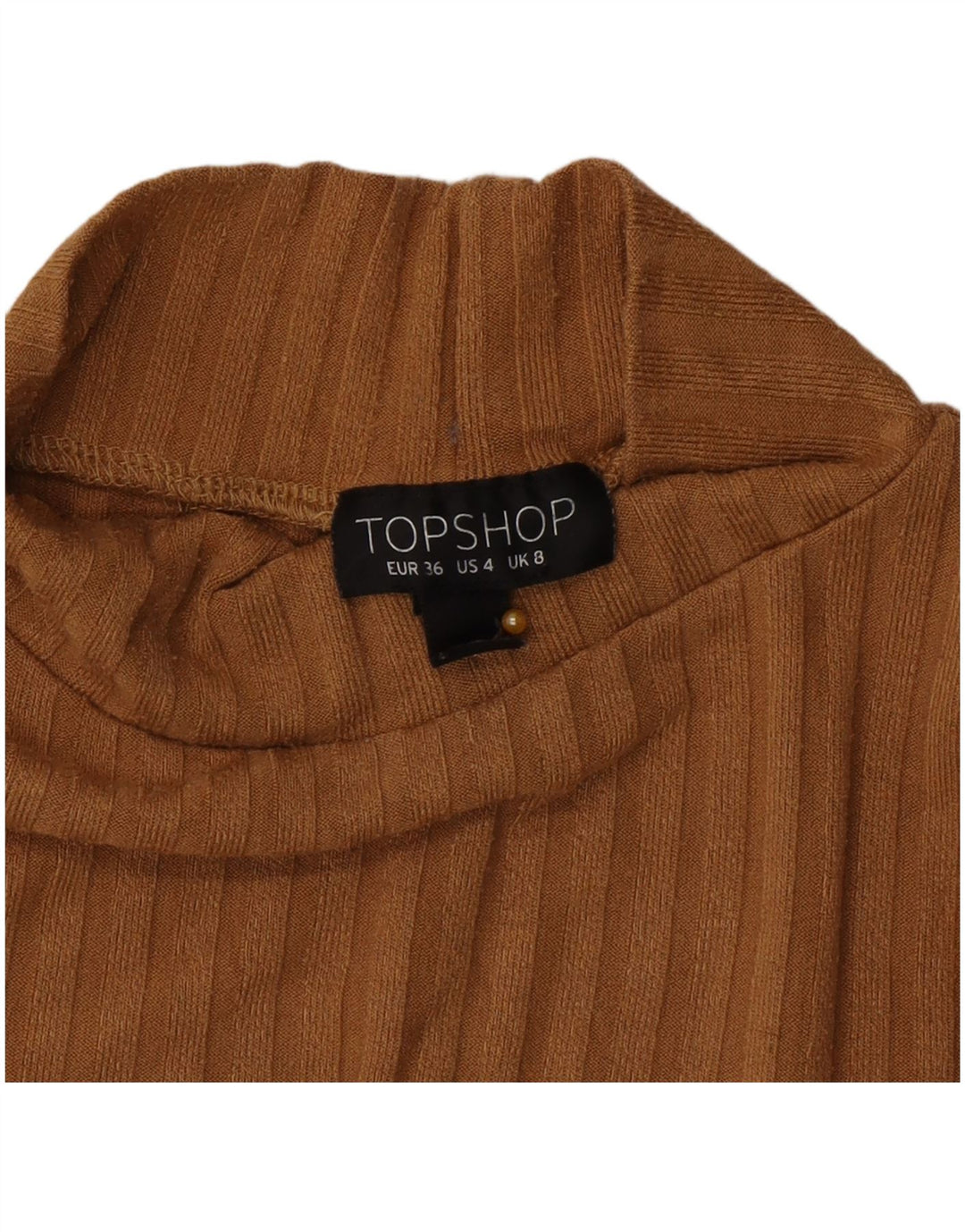 Topshop damski krótki top z długim rękawem, UK 8, mały, brązowy
