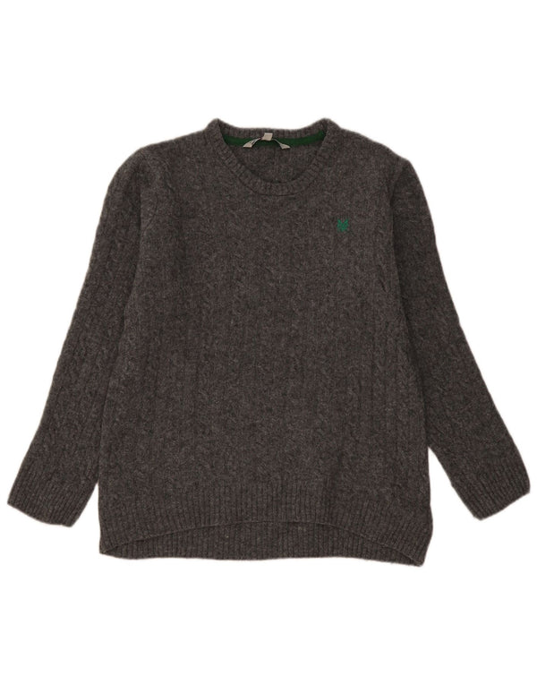 Crew Clothing Damski sweter z okrągłym dekoltem UK 18 XL Szary owcza wełna