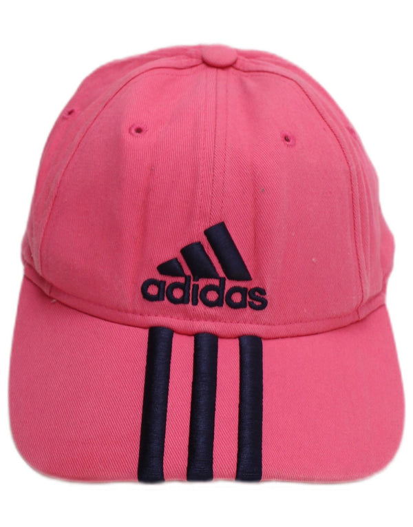 Czapka z daszkiem Adidas dziewczęca z grafiką, jeden rozmiar, różowa, bawełniana w paski