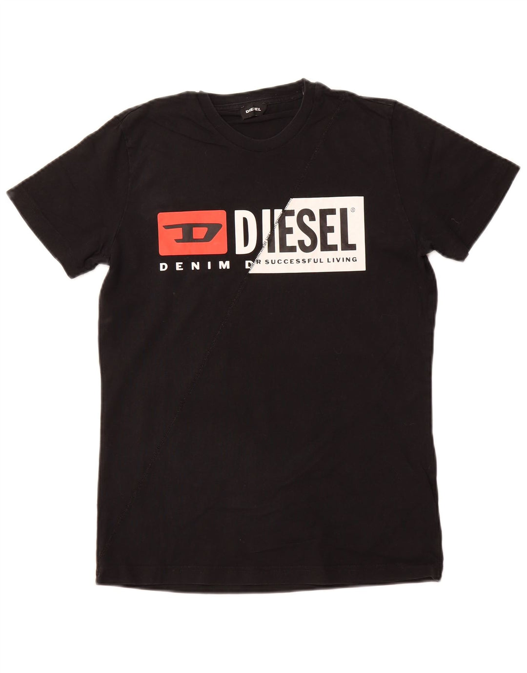 Męski T-shirt z grafiką DIESEL, mały, czarny, bawełniany