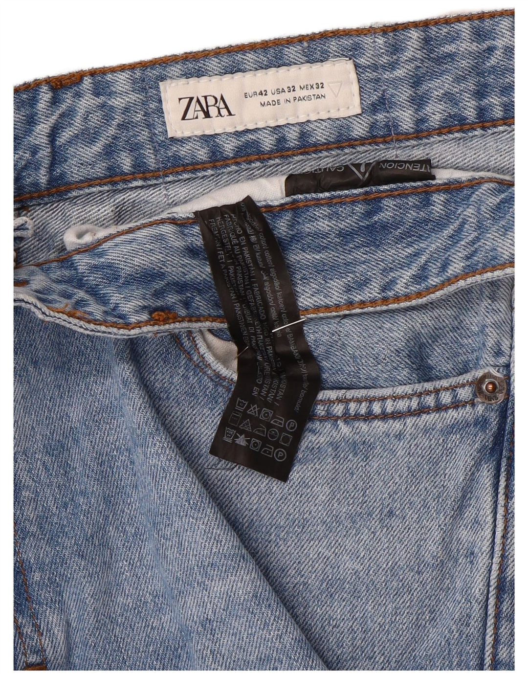 Męskie proste dżinsy Zara EU 42 Large W32 L32 Niebieskie bawełniane