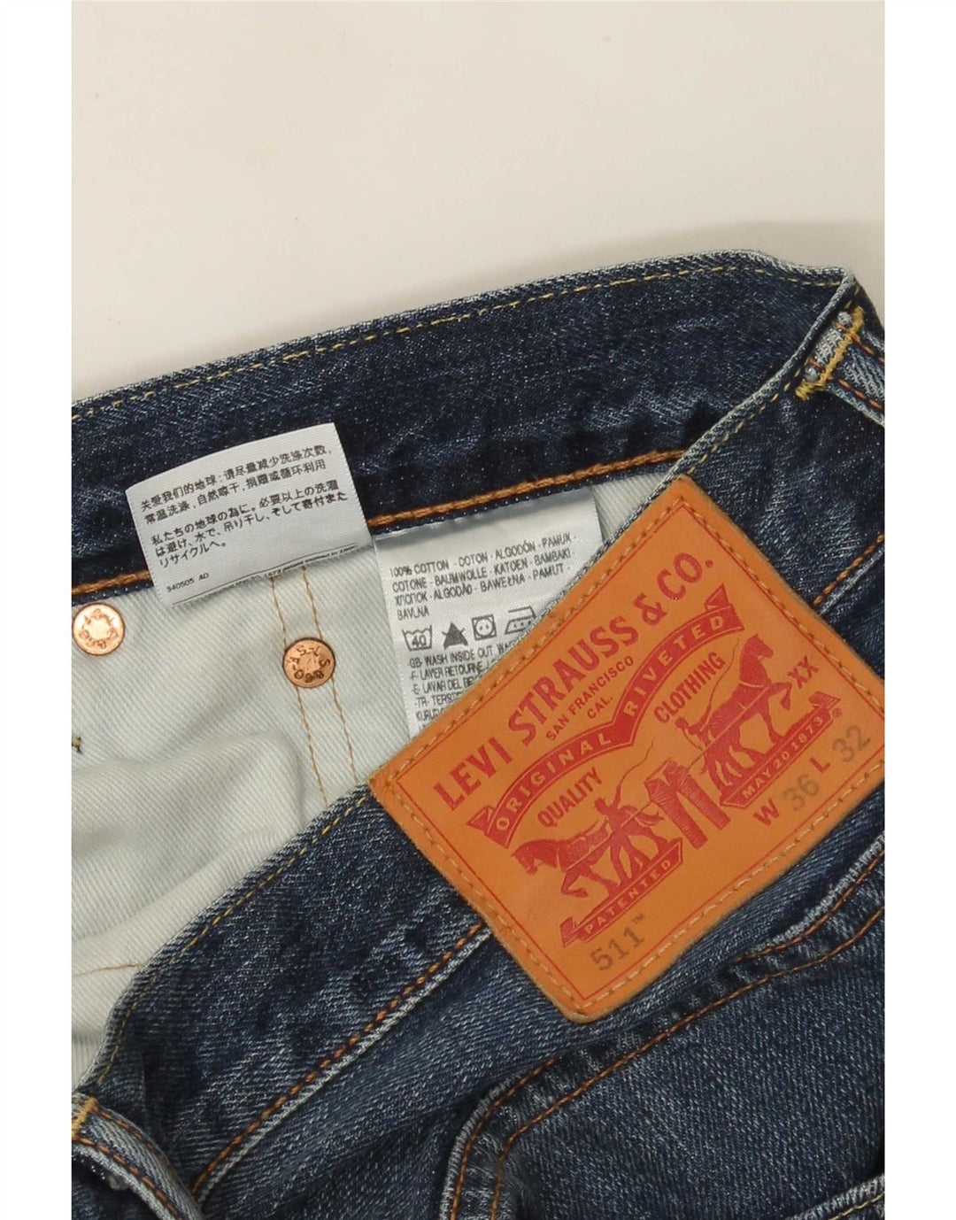 Męskie jeansy Levi's 511 Slim W36 L32 Niebieska bawełna