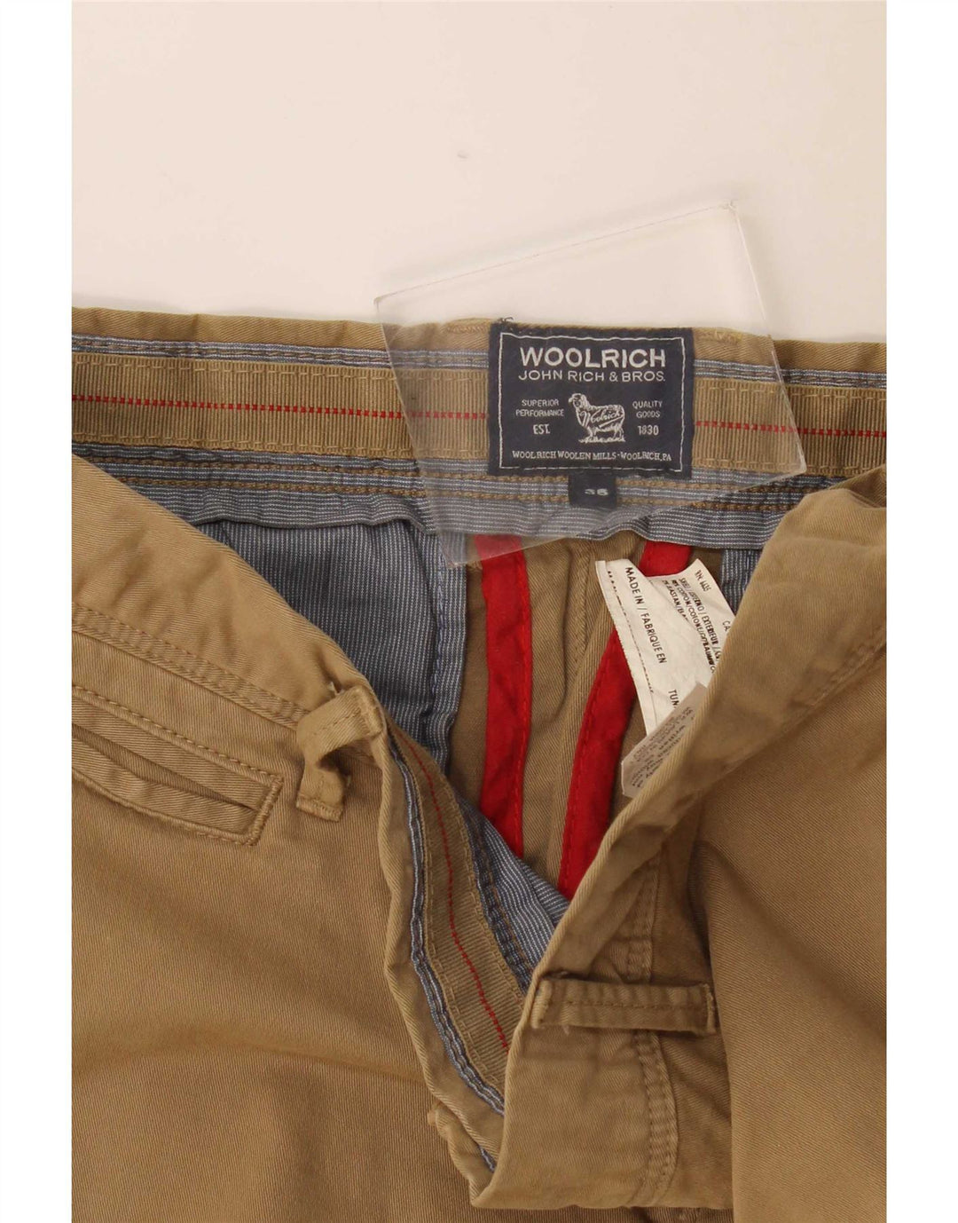 Męskie spodnie typu slim chino Woolrich W36 L32 Brązowa bawełna