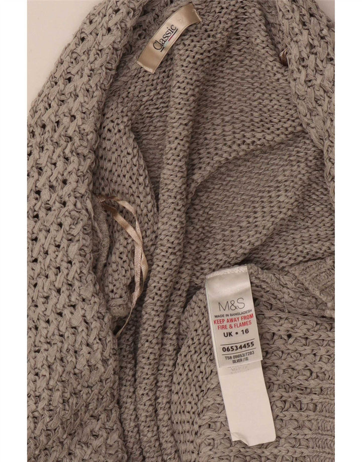 Marks & Spencer Damski klasyczny sweter rozpinany UK 16, duży, szary
