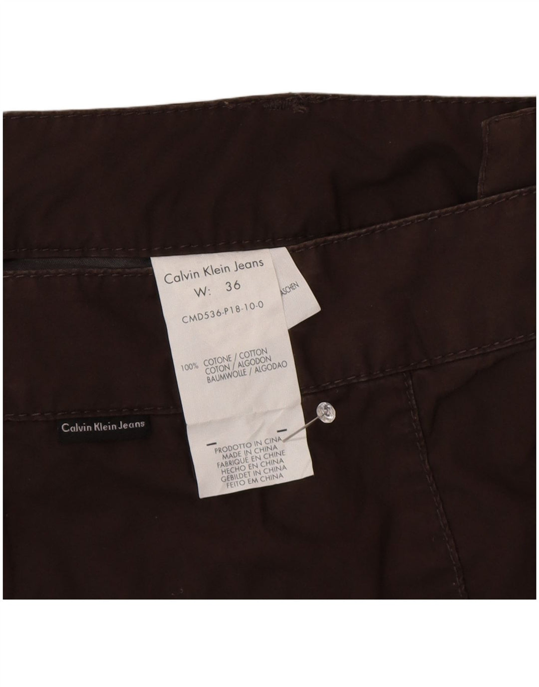 Męskie spodenki Chino Calvin Klein W36, duże, brązowe, bawełniane
