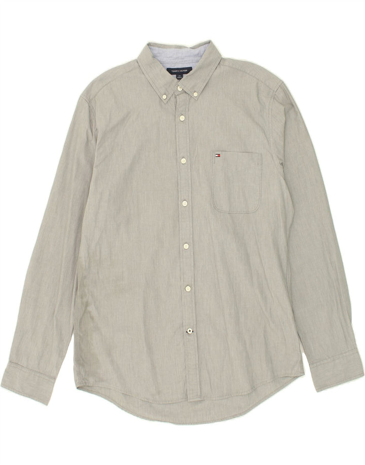 TOMMY HILFIGER Mens Custom Fit Shirt Large Grey Cotton Vintage Tommy Hilfiger and Second-Hand Tommy Hilfiger from Messina Hembry 