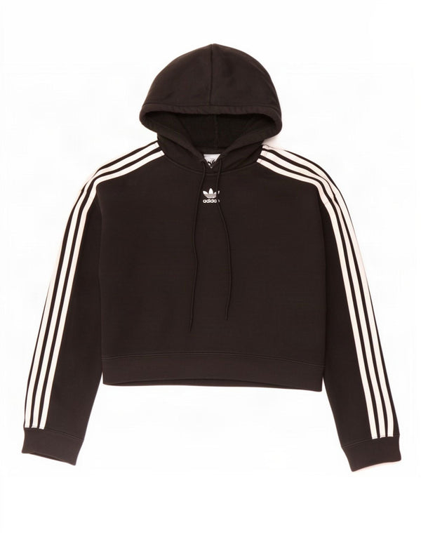 Damska bluza z kapturem Adidas Crop Oversized UK 6 XS Czarna bawełna