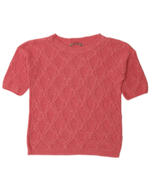 Sweter damski Zara z krótkim rękawem i dekoltem w łódkę UK 10, mały, różowy