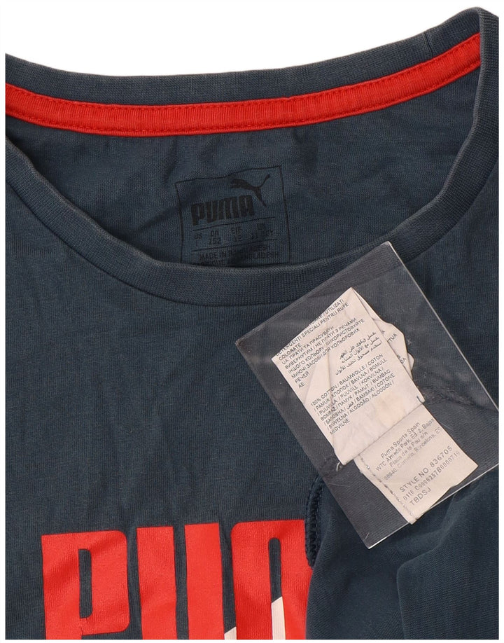 Chłopięcy T-shirt z grafiką PUMA, 11-12 lat, granatowy