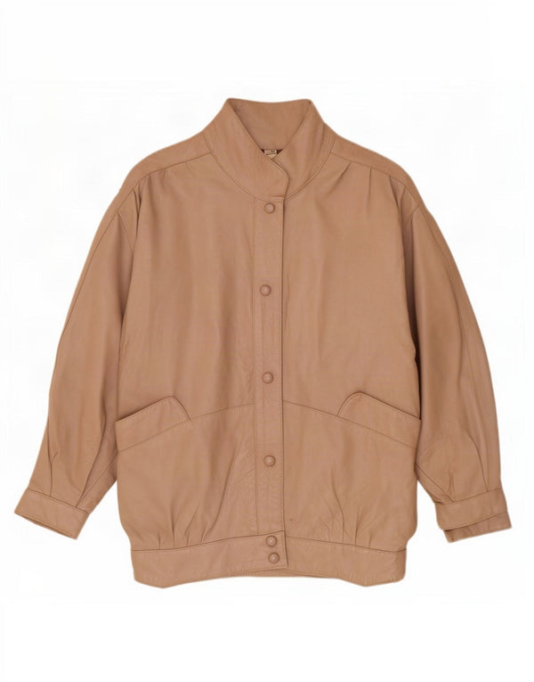Vintage damska kurtka skórzana oversize UK 10 Small Beige