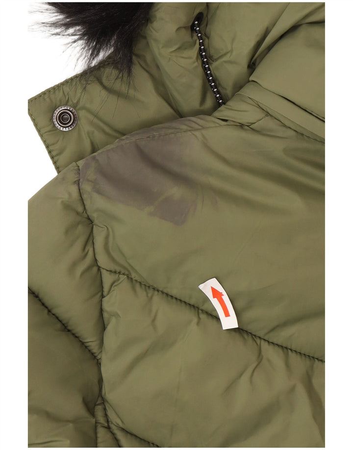 Damska wyściełana kurtka z kapturem Superdry UK 8, mała, zielona nylonowa