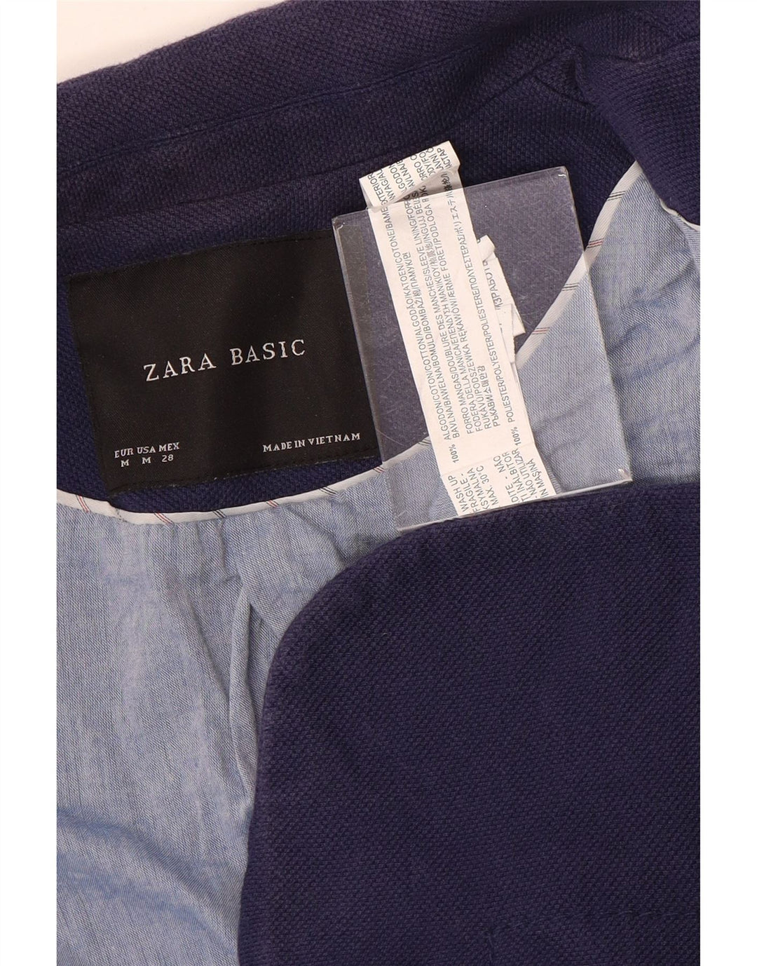 Zara Damska marynarka zapinana na 1 guzik, UK 12, średnia, granatowa, bawełniana