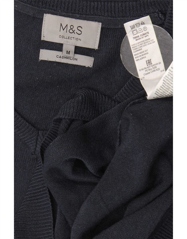 Marks & Spencer Męski sweter z dekoltem w kształcie litery V, średni granatowy akryl