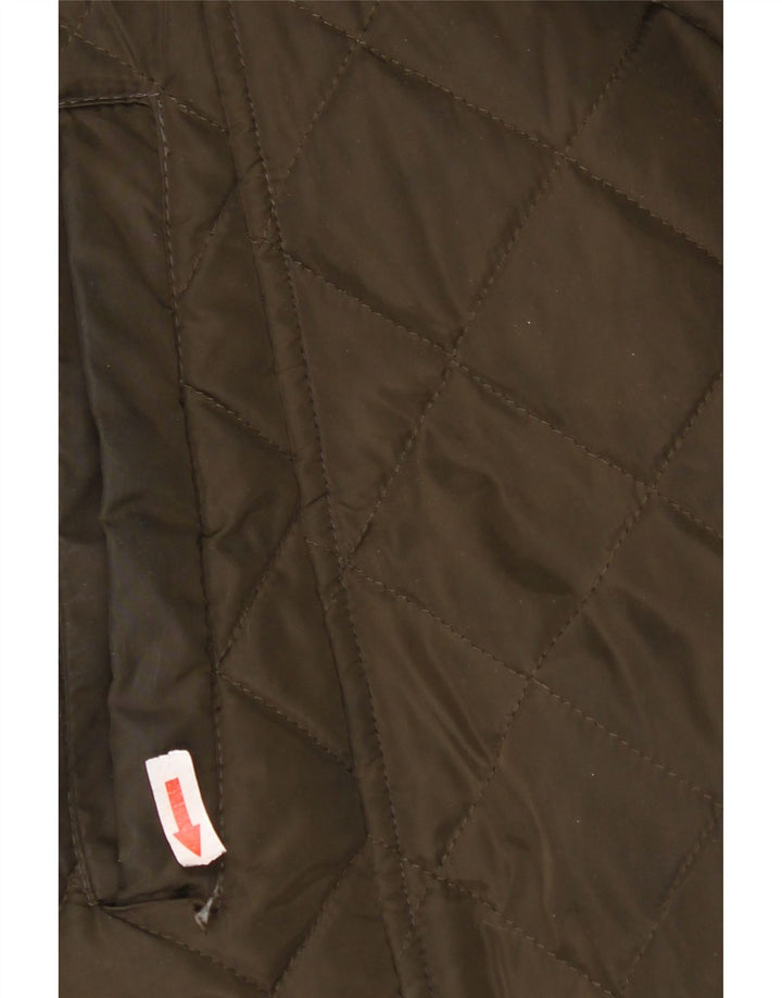 Damski pikowany płaszcz z kapturem Dkny UK 16, duży poliester khaki