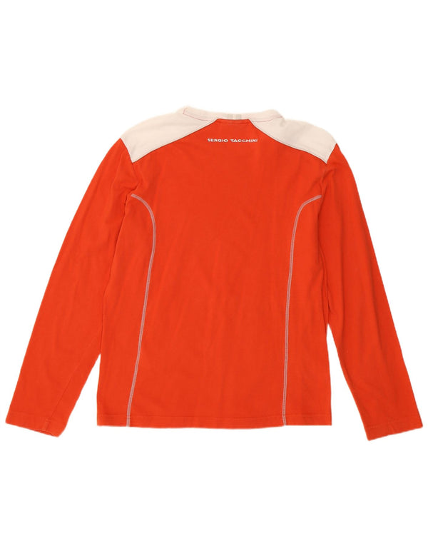 Sergio Tacchini Womens Top Long Sleeve UK 8 Small Orange Colourblock Sports