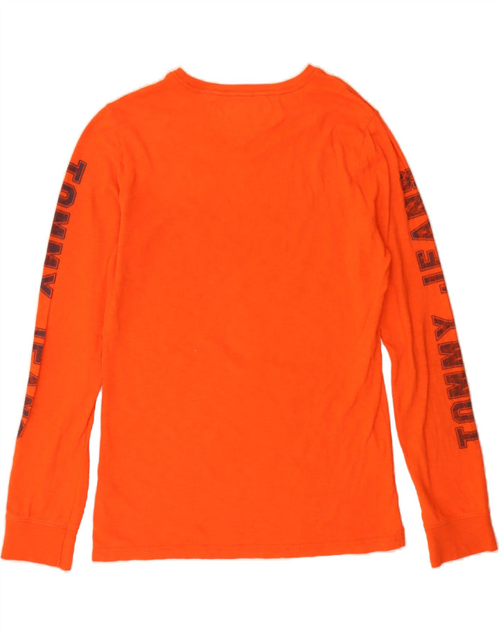 TOMMY HILFIGER Mens Graphic Top Long Sleeve Medium Orange Cotton Vintage Tommy Hilfiger and Second-Hand Tommy Hilfiger from Messina Hembry 