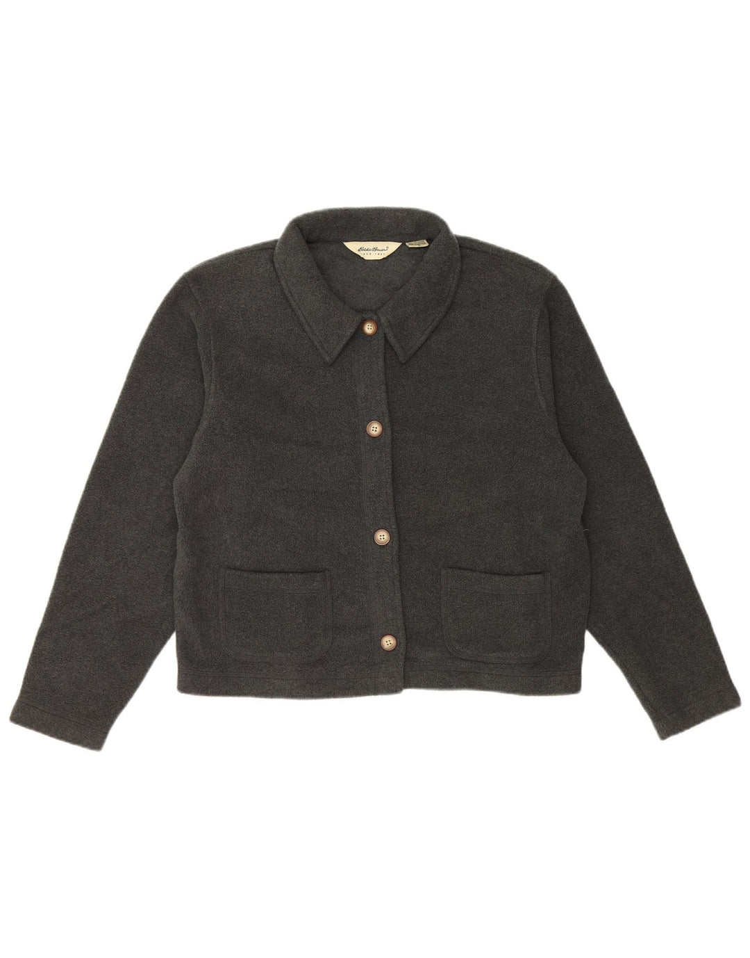 Damska kurtka polarowa typu oversize EDDIE BAUER, UK 10, mała, szary poliester