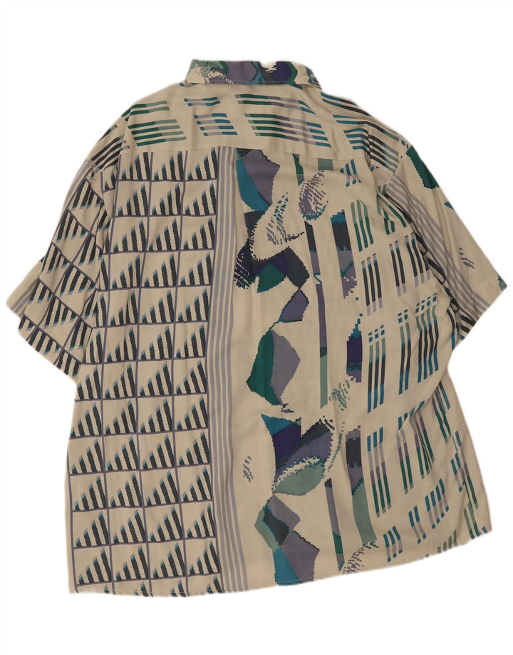 Męska koszula z krótkim rękawem Leonardo, rozmiar 45/46, 2XL, biała, geometryczna